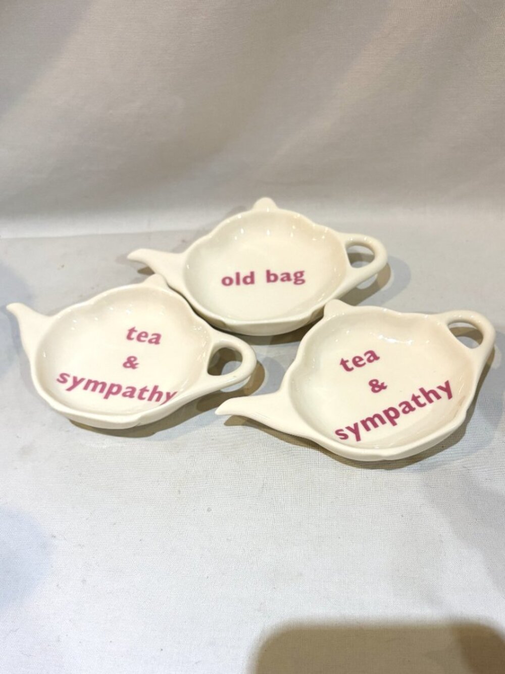 Set of 3 Genuine English Creamware Teabag Holders by Big Tomato Company England
